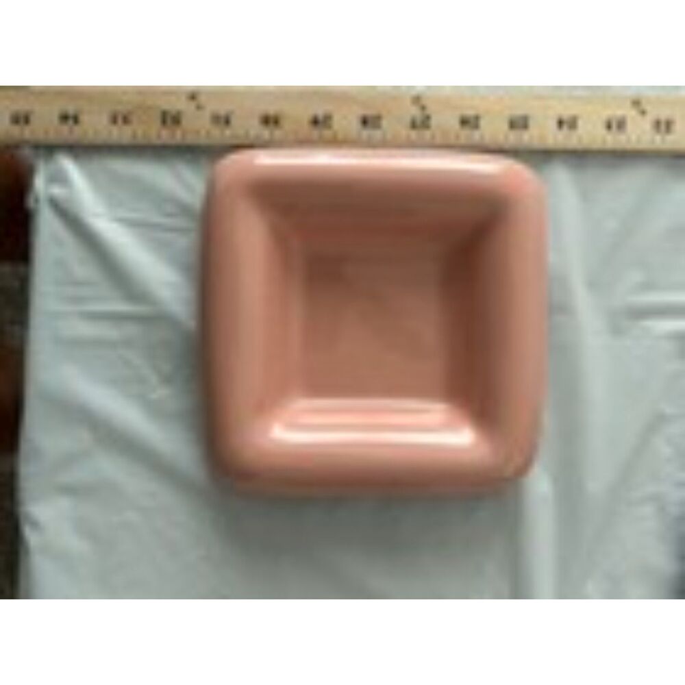 Haeger USA 2176 peach/pink square trinket dish with rolled edges